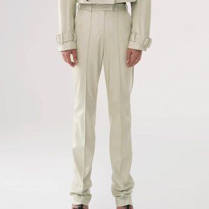 CREAM MATERIEL TBILISI ECO LEATHER SLIM FIT PANTS